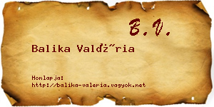 Balika Valéria névjegykártya